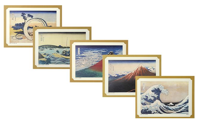 印刷画 5点 セット 額縁 1枚付き 北斎作品 原寸 絵画 葛飾北斎 富嶽三十六景 絵 インテリア 民芸品 工芸品 伝統工芸品 おしゃれ かわいい 絵画セット 詰め合わせ 東京 東京都 墨田区