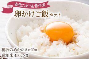 卵 こだわりの卵かけご飯 セット 穂坂のあかたま 10個 2パック 武川米 450g 3袋 [ハイチック 山梨県 韮崎市 20745484] たまご タマゴ あかたま あかいろ 米 お米 コメ ご飯 たまごかけご飯