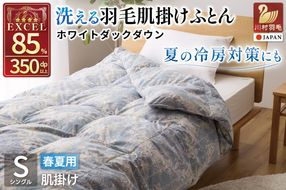 【春夏用】洗える羽毛布団 羽毛布団 シングル 肌掛け 肌掛け布団 ダウン 布団 夏 春 肌掛け ホワイトダックダウン 85% 0.3kg 青系柄 羽毛 ふとん 寝具 夏用 春用 ダウンケット 掛け布団 肌掛 国産 日本製 ダニプルーフ 柔軟加工 コインランドリー [川村羽毛 山梨県 韮崎市 20743698]