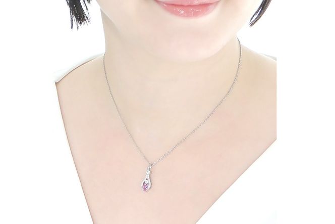 ペンダント ネックレス PT900 プラチナ 0.17ct ダイヤモンド ピンクサファイア しずく つゆ型 ミル アンティーク誕生石 大粒 ジュエリー 【f253-pt-psa】 [オーダーメイドジュエリーメイ 山梨県 韮崎市 20745064]
