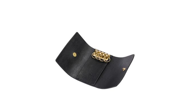 豊岡財布 haaki Leather キーケース HLC501 ネロ / キーホルダー 鍵入れ 革 革小物 牛皮革 メンズ レディース プエブロレザー 手縫いのステッチ ハンドメイド シンプル デザイン 無地 KOMOREBI 木和田正昭商店