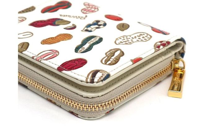 【文庫屋大関】二つ折りファスナーミニ財布 ピーナッツ【皮革工芸品】財布 二つ折り 小物 お札 カード 小銭 コンパクト 牛革 手作り 日本製 墨田区 東京都