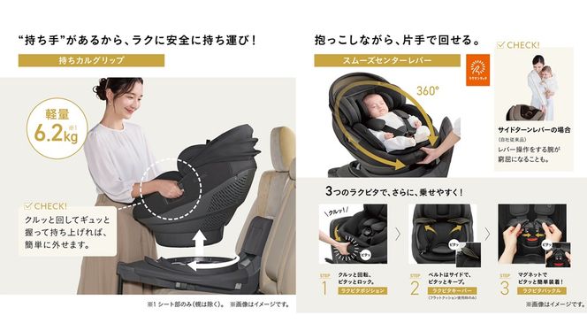 ＼選べるカラー／【コンビ】THE S R129 エッグショック ZG　チャコールグレー（GL）119949 / ブラウン（BR）119951 チャイルドシート ISOFIX 回転式 セパレート R129 新生児から4才 ベビー用品 出産準備 出産