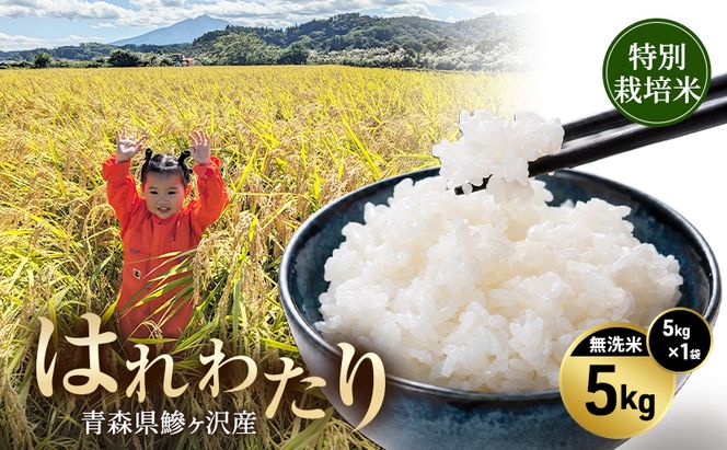 令和8年産 米 特別栽培米 はれわたり 5kg [無洗米] 青森県産 新米 先行予約 精米 5キロ (5kg×1) 特A 小分け 一人暮らし 鰺ヶ沢町 送料無料《H.GREENWORK》【10月中旬以降順次発送】