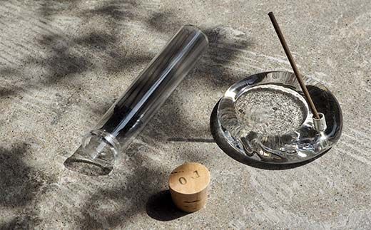 月月 植物△線香 ＆ ガラスのお香立てセット LO-3 FLORAL 線香 お香 お香置き お香立て 雑貨 日用品 F6P-3175