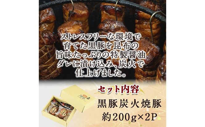 【無添加】【ギフト対応】「福別府農場」 鹿児島黒豚炭火焼豚 (約200ｇ×2P) a4-084