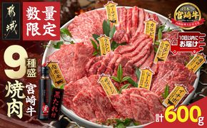 【数量限定】宮崎牛9種盛り焼肉セット≪みやこんじょ特急便≫_22-31-006-600g-Q