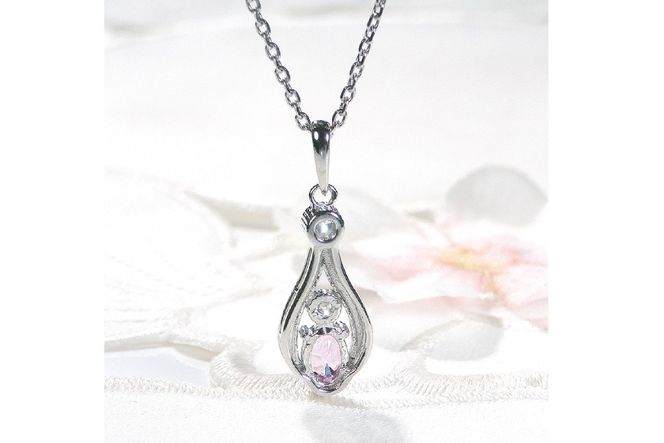 ペンダント ネックレス PT900 プラチナ 0.17ct ダイヤモンド ピンクサファイア しずく つゆ型 ミル アンティーク誕生石 大粒 ジュエリー 【f253-pt-psa】 [オーダーメイドジュエリーメイ 山梨県 韮崎市 20745064]