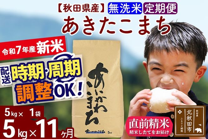 ※令和7年産 新米※《定期便11ヶ月》秋田県産 あきたこまち 5kg【無洗米】(5kg小分け袋) 2025年産 お届け時期選べる お届け周期調整可能 隔月に調整OK お米 藤岡農産|foap-30311
