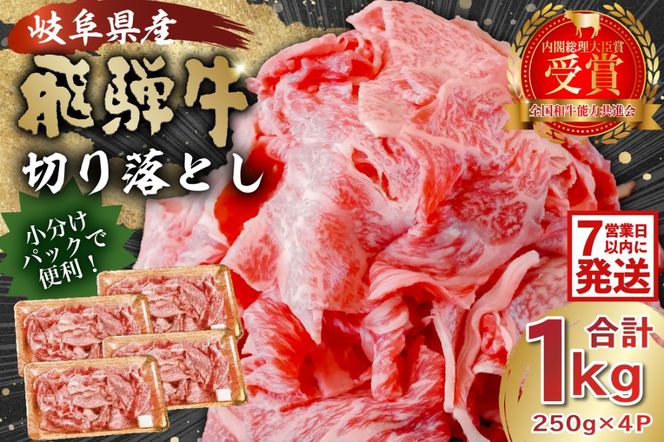飛騨牛切り落とし1Kg（250ｇ×4）【0016-019】