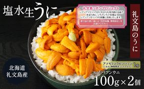 先行予約 【礼文島リボンプロジェクト】北海道 礼文島産  塩水ウニ （ エゾバフンウニ ）100g×2  生うに うに 雲丹  魚貝類 海の幸 海鮮 