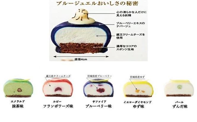 「水玉の陣」 - Gift Box 10 piece - ＆ Blue Jewel ブルージュエル - Gift Box of 9 piece -セット　【お菓子・チーズケーキ・レアチーズケーキ・宝石・上品・華やか・スイーツ・クリームチーズ・ブルーベリー・ゆず・ずんだ・地元食材・セット】 041009_CZ005