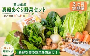 【3カ月定期便】真庭あぐり野菜セット カット野菜が1品入る 10～11品 平飼い卵付き / 産地直送 農家 お試し 岡山県 新鮮 あぐりガーデン 国産 【配送不可地域：北海道／沖縄県／離島】 【jujy-tkb062】