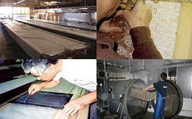 江戸小紋 反物 着尺 鮫小紋 中鮫 金茶系 大松染工場 正絹 100％ 絹 生地 着物 着物生地 和装 民芸品 工芸品 伝統工芸品 おしゃれ かわいい 東京 東京都 墨田区