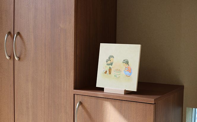 センテンヤアートパネル　『えものがたり』−餅やき− 絵画 和紙 印刷 木製パネル シンプル 洋風 和風 