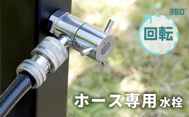 ホース接続回転水栓 メッキ 補助水栓 G102K-M | 水生活製作所 MIZSEI 屋外水栓 庭 蛇口 二口水栓柱の下側に ホース接続 ニップル形状 ガーデン