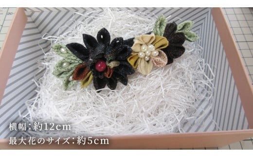 つまみ細工 髪飾 バレッタ② 髪飾り ヘアアイテム ハンドメイド 手作り 1点もの [BN049ci]