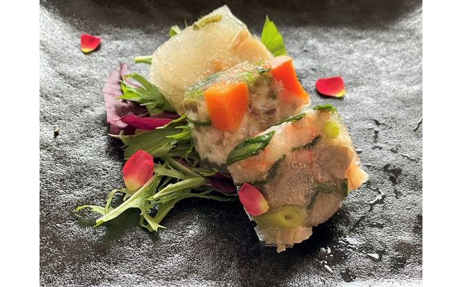 【前菜/パーティー料理】京野菜と魚介のアスピック風3種(各80g)　ゼリー寄せ 煮凝り お中元 お歳暮 お祝い ギフトにも　AN00099