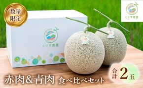 【2026年7月より順次発送】ふらのメロン「陽 ～HARU～」 赤肉＆青肉 食べ比べセット（各1玉 合計2玉：4kg以上）