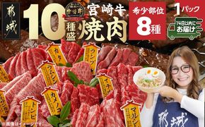 宮崎牛食べ比べ10種盛り焼肉セット≪みやこんじょ快速便≫_17-3102-R_(都城市) 都城産 宮崎牛 A4ランク 焼肉 セット 内モモ カタ トンビ ランプ ラムシン マルシン カメノコ イチボ マルカワ ミスジorトモサンカク 10種類 贈答用 14日以内にお届け  ギャル曽根さんおすすめの牛肉返礼品