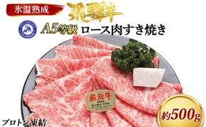 約500gロース肉すき焼き【11月中旬から発送開始】　氷温（R）熟成　飛騨牛A5等級　プロトン凍結 [No.524]
