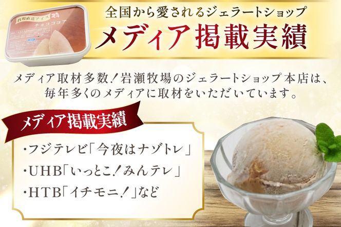 テレビで紹介！ アイス ジェラート チョコココア 2L ファミリーサイズ ジャンボサイズ [岩瀬牧場 北海道 砂川市 12260963] 冷凍 アイスクリーム 詰め合わせ スイーツ