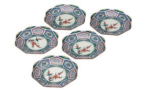 九谷焼　5号皿揃　古九谷風 （5枚セット）a01 食器 キッチン雑貨 キッチンアイテム 雑貨 小物 お皿 食卓 テーブルコーディネート 