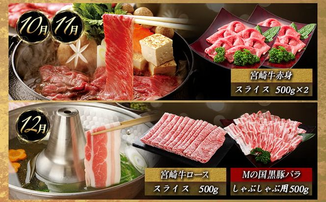 迷ったらコレ!宮崎牛食べ尽くし定期便(10ヵ月)_01-068-T10_(都城市) A5 5等級 牛肉 バラ 赤身 サーロインステーキ ヒレステーキ ロース 焼き肉 しゃぶしゃぶ すき焼き スライス 切り落とし