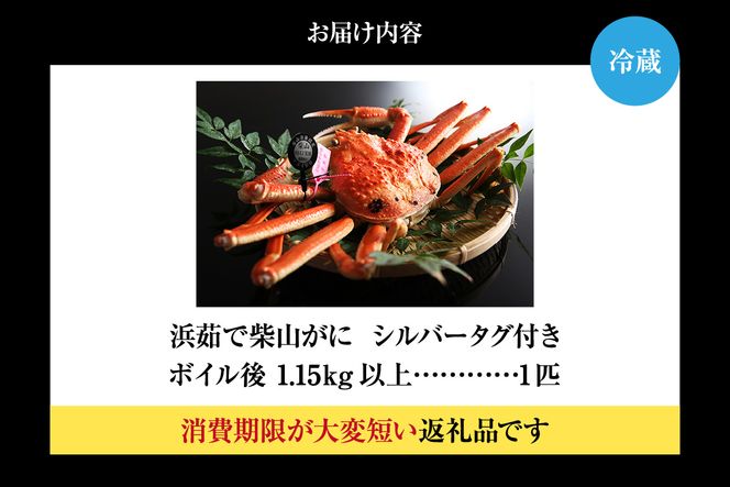 【先行予約】【カネニの浜茹で柴山がに 柴山シルバータグ付き ボイル後1.15kg以上】 令和7年11月中旬以降、水揚げ次第順次発送予定 冷蔵 高級 かにすき 焼きガニ カニ ボイル 兵庫県 香美町 香住 柴山 カネニ 06-23