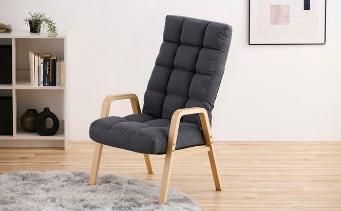 ウッドアームチェア Lサイズ WACR-L ダークグレー リクライニングチェア 一人掛け リクライニング 座椅子 一人用 ソファー 高齢者 肘掛付 コンパクト ふかふか 椅子 アイリスオーヤマ