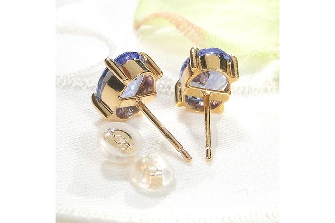 ピアス 一粒 スタッドピアス タンザナイト オーバル 計2.0ctUP K18YG イエローゴールド レディース 大粒 楕円 誕生石 カラーストーン アクセサリー アクセ ジュエリー 【f221-ov-k18yg】 [オーダーメイドジュエリーメイ 山梨県 韮崎市 20745210]