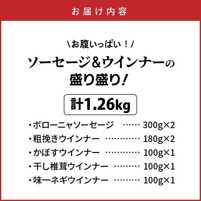＼本場ドイツ伝統製法／お腹いっぱいソーセージ＆ウインナー 5種 1.26kg_29199A-2