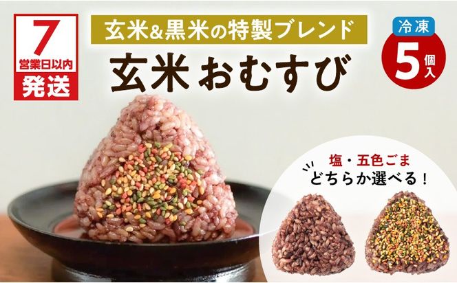 【7営業日以内に発送】2種から選べる！冷凍玄米おむすび 5個入り　K182-004