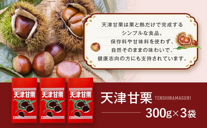 焼き立て! 天津甘栗300g×3袋｜京都 甘栗 人気［ 天津甘栗 自然な甘さ 自然食品 国内製造 おいしい グルメ 人気 おすすめ ギフト プレゼント 贈答 お取り寄せ 通販 送料無料 ふるさと納税 ］ 261009_A-AAE004