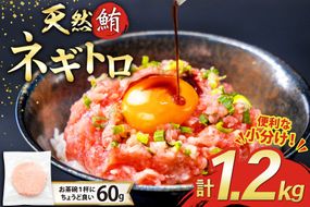 【準備でき次第発送】 マグロ ネギトロ 天然 まぐろたたき 冷凍 60g 20パック 計1.2kg 小分け FY03 [トライ産業 静岡県 吉田町 22424332] まぐろ 鮪 冷凍 個包装 刺身 海鮮丼 ねぎとろ 手巻き寿司 ふるさと納税