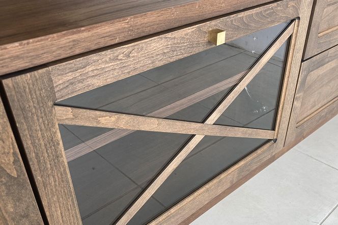 リギ 160 ローボード【完成品 ヴィンテージ 真鍮 アルダー無垢 テレビ台 木製 ガラス】(H062394)