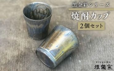 黒金彩 焼酎 カップ 2個 セット [ 唐津焼 ] 雅樂窯 