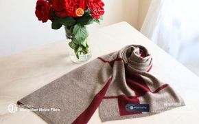 G3329 『Noble Fibre』100％カシミヤ・マフラー ワインインターシャ【高級 カシミア おしゃれ ファッション 防寒 かしみあ】