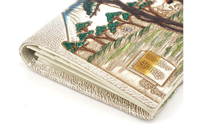 【文庫屋大関】スッキリ大人の財布　束入れ　浮世絵　吉原【皮革工芸品】 ファッション小物 手作業 手塗 