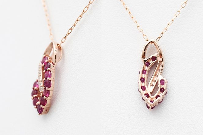 ネックレス K18PG ピンクゴールド ルビー ダイヤモンド 0.05ct 【f134-rd-k18pg】 [オーダーメイドジュエリーメイ 山梨県 韮崎市 20745080] ジュエリー アクセサリー レディース ペンダント
