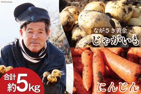 AI118 じゃがいも ＆ 人参 セット ( ながさき黄金＆冬人参 ) 約 5kg [ 野菜 野菜セット 詰め合わせ ジャガイモ にんじん ニンジン 5kg 5キロ 黄金 贅沢宝庫 長崎県 島原市 ]