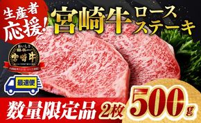 ※発送時期が選べる※ 生産者応援！宮崎牛ロースステーキ2枚　計500g 肉 牛肉 宮崎県産 黒毛和牛 ☆ [C00604 C00608 ]