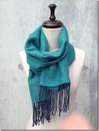 ito to iro 手染め・手織り仕上「ストール」メリノウール100% 網代斜紋・グリーン ファッション小物 