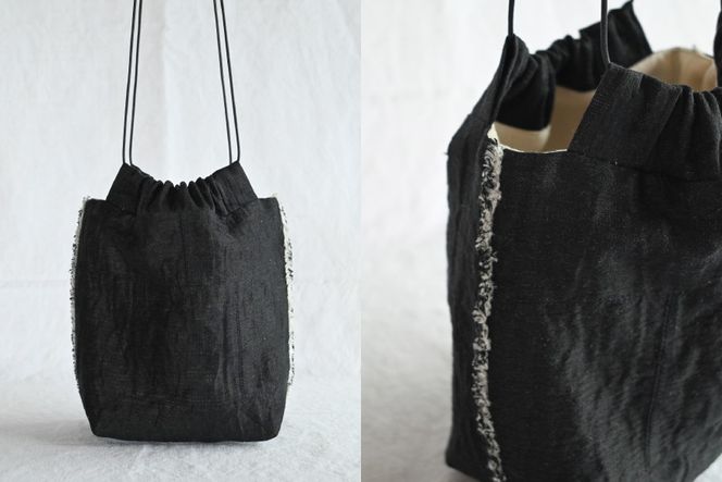 バッグ 巾着 1点 [YK衣服製作室 山梨県 韮崎市 20745317] BAG 巾着バッグ ファッション 手作り 国産 1点物