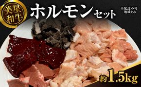 美星和牛 ホルモンセット 約 1.5kg 内臓（ 小腸 ・ 大腸 ・ センマイ ・ アカセンマイ ・ レバー ・ 心臓 ）
