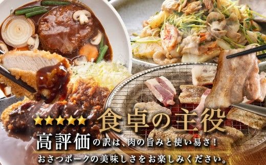 全部真空パック！「おさつポーク」バラエティ3.9kgセット_21-1401_(都城市) 豚肉 小分け 真空 ヒレ トンカツ ロース 豚カツ カット 焼肉用 カット肉 バラ 小間切れ ミンチ 栗山ノーサン 肉 ポーク 国産 とんかつ用 焼肉用 脂身 甘い