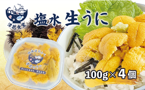 ＜津花食堂 塩水ウニ100g×4パック＞北海道 北海道産 ウニ うに 雲丹 塩水ウニ ミョウバン不使用