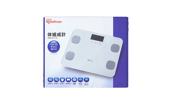 体重計 体組成計 IBCM-211-W ホワイト アイリスオーヤマ 薄型 体重 体脂肪率 内臓脂肪 筋肉率 基礎代謝量 骨量 体脂肪 ダイエット 健康 健康づくり 体重管理 ヘルスメーター 多機能 体水分率 BMI 