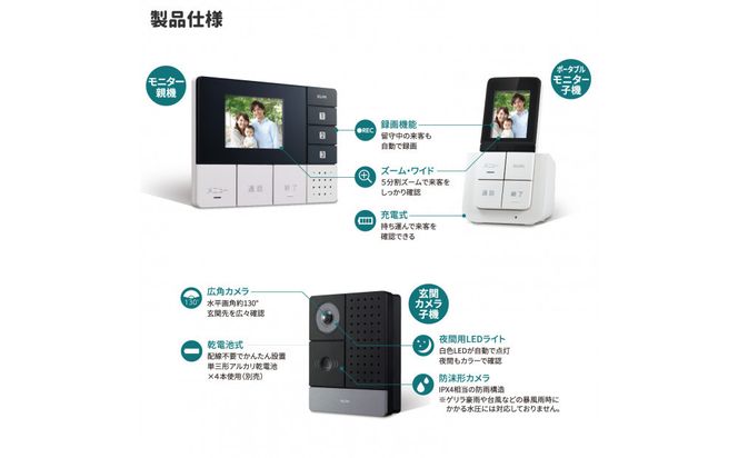 ＤＥＣＴ方式テレビドアホン（親機・子機セット） 272183_AZ98