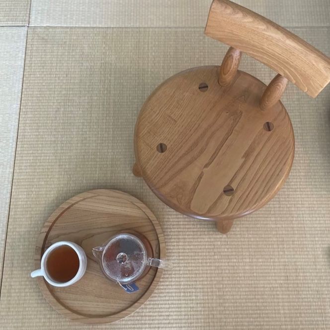 トレー お盆 丸 おしゃれ 木製 トレイ 無垢材 キッチン 雑貨 国産 栗の木 栗材 インテリア 藤枝家具 遊木舎 G133 トレイR [PT0012-000040]